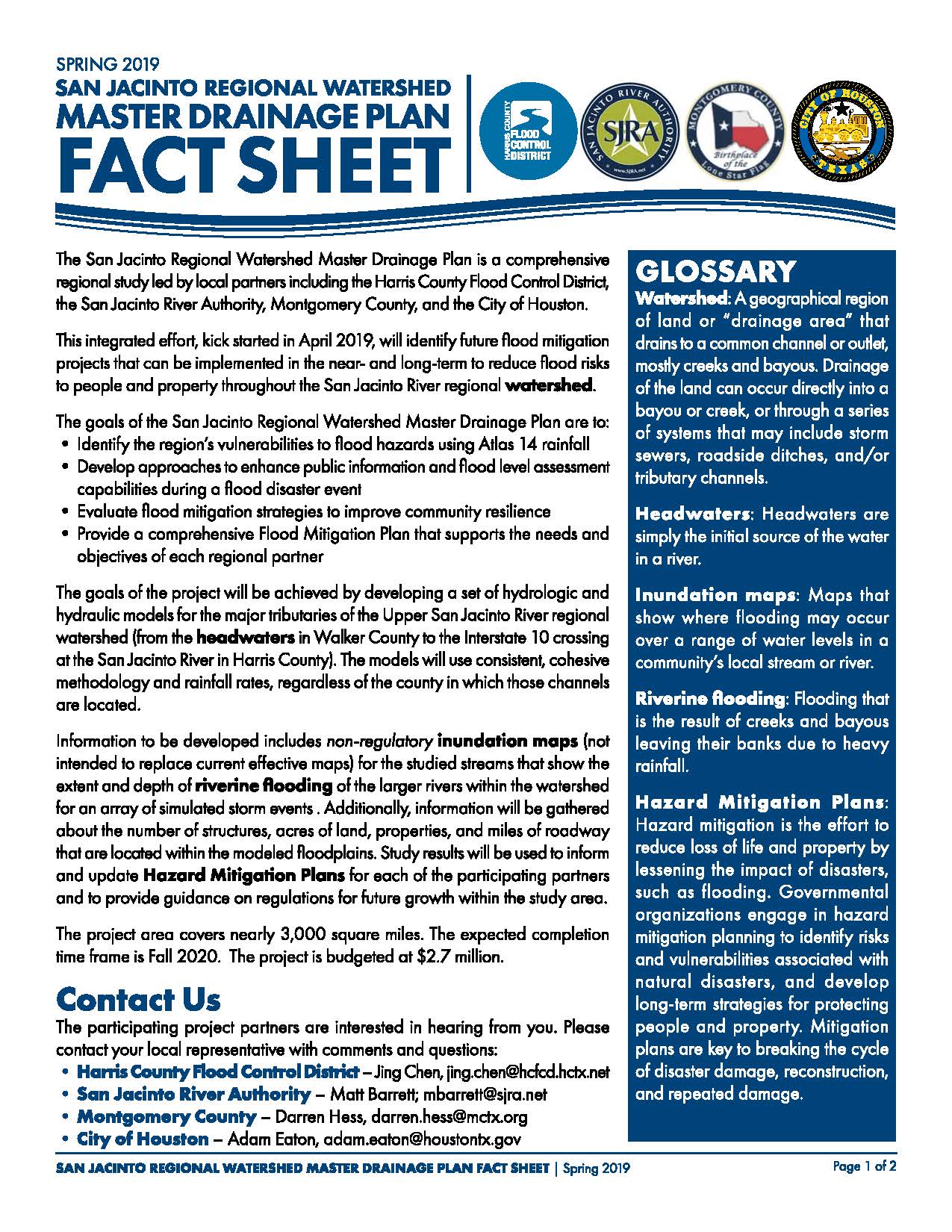 SJ Regional Watershed Master Drainage Plan Fact Sheet_Spring 2019_Page_1