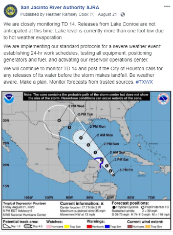August 21, 2020 Tropical Depression 14 